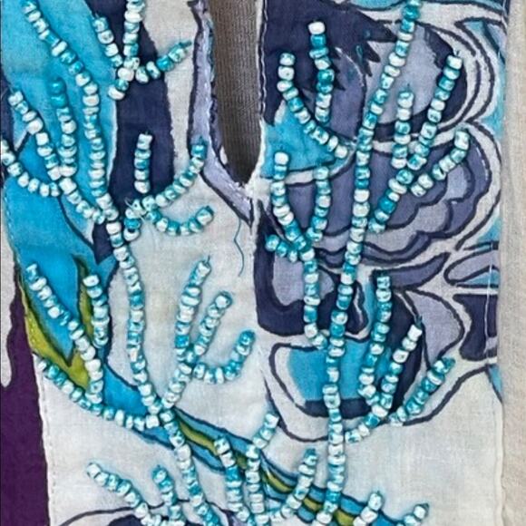 Top Dress Coverup beaded details on neckline white blue purple size XL - Picture 8 of 10